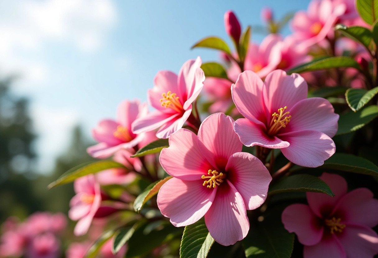 arbuste fleurs roses