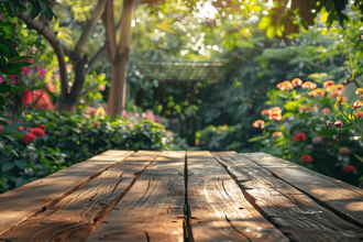 Table en bois élégante pour un espace extérieur convivial