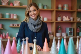 Accessoires de fête colorés pour embellir un magasin