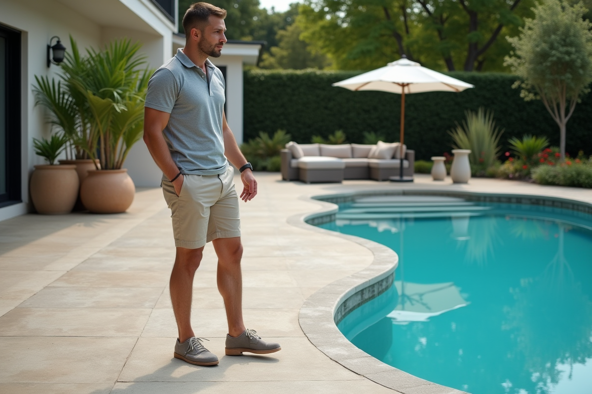 Jeune homme évaluant la surface antidérapante du deck